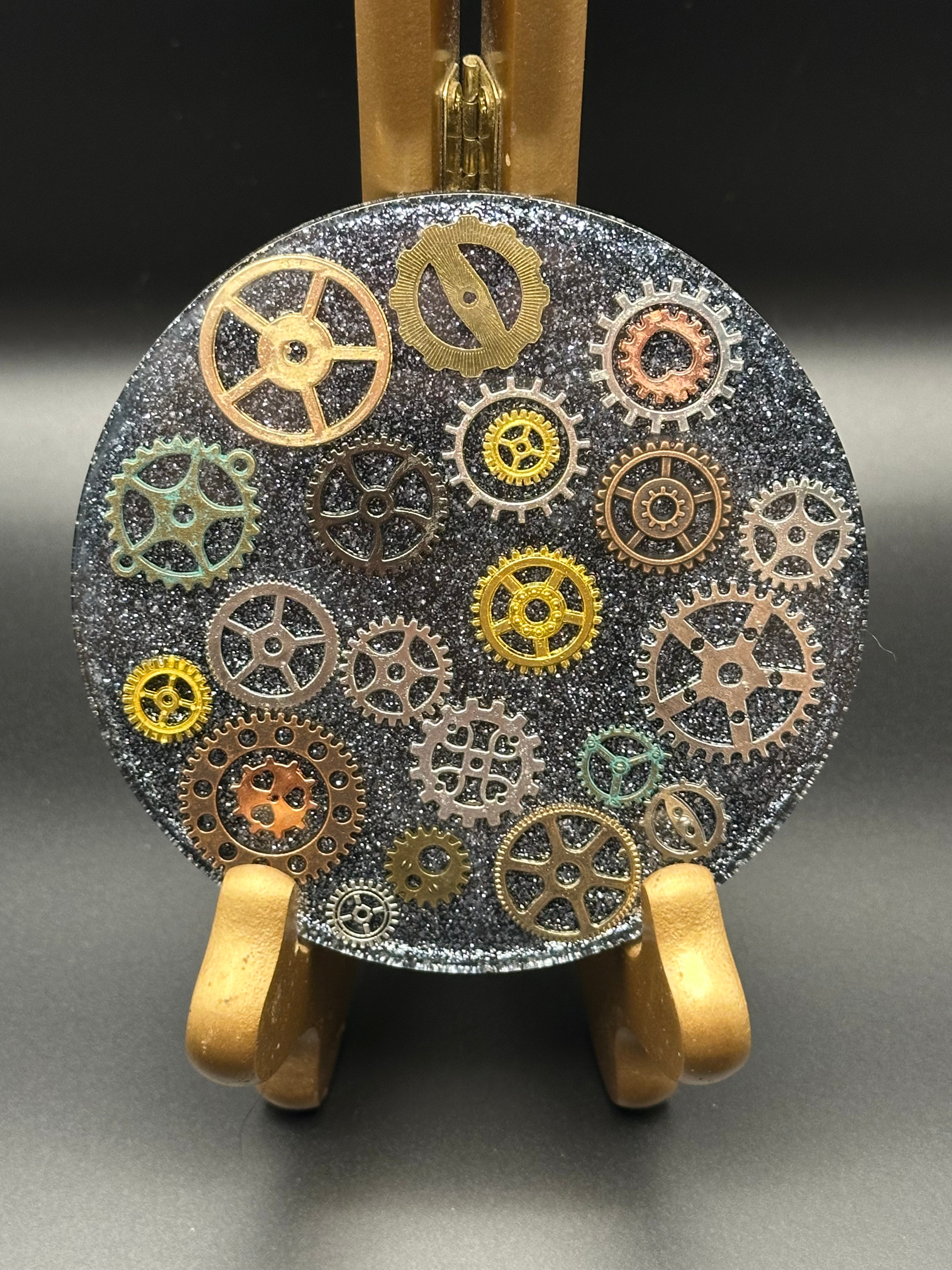 Gear Coaster, Silver Flake - 4"