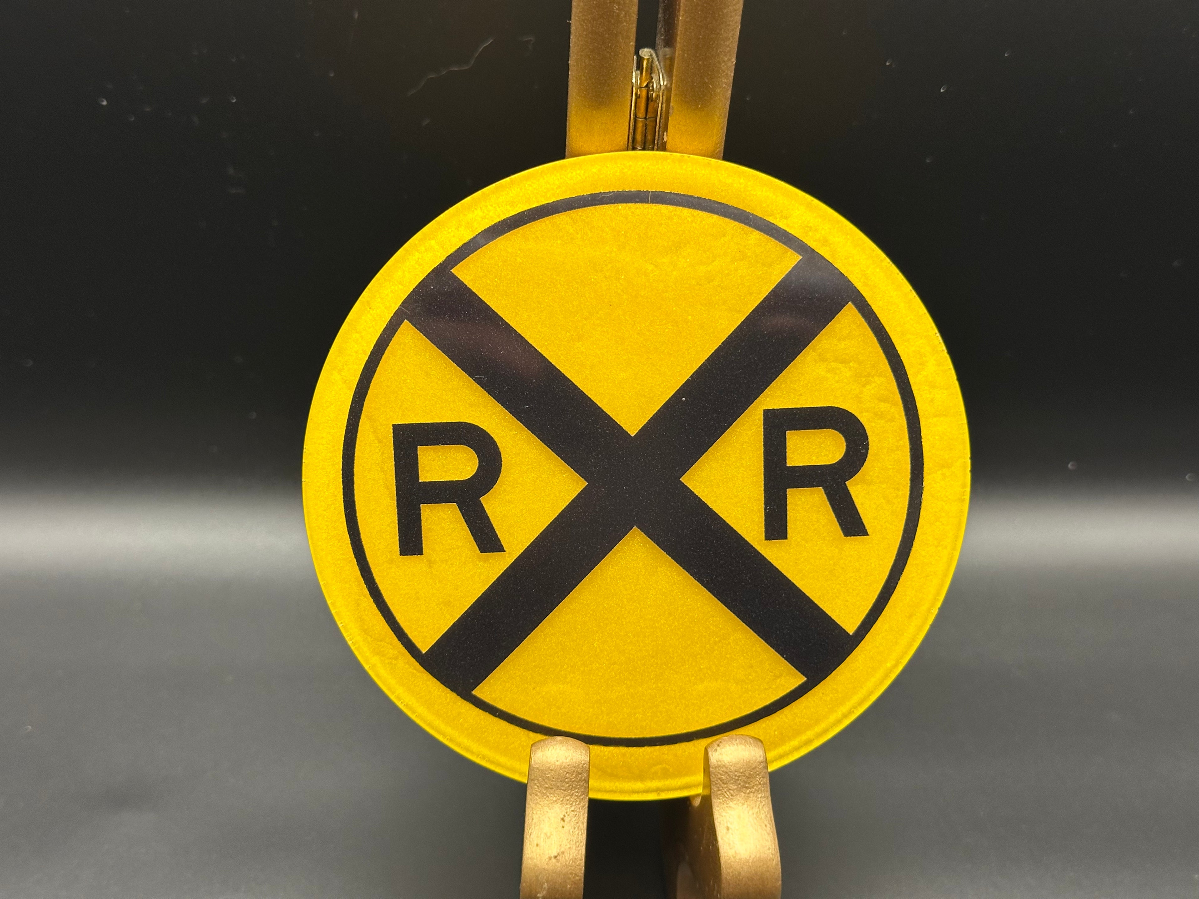 RR Warning Coaster, Gold - 4"